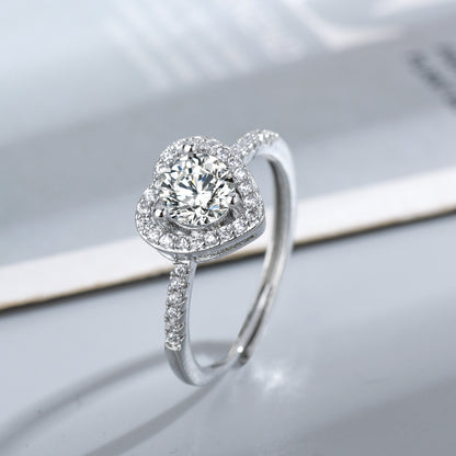 Rockyu レディースリング ハートモチーフ きらめくストーンが映える指輪