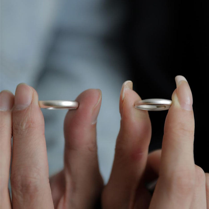 Rockyu ペアリング シルバー925 平打ちデザイン フリーサイズ メンズ レディース 鏡面加工