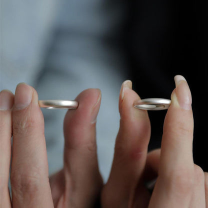 Rockyu ペアリング シルバー925 平打ちデザイン フリーサイズ メンズ レディース 鏡面加工