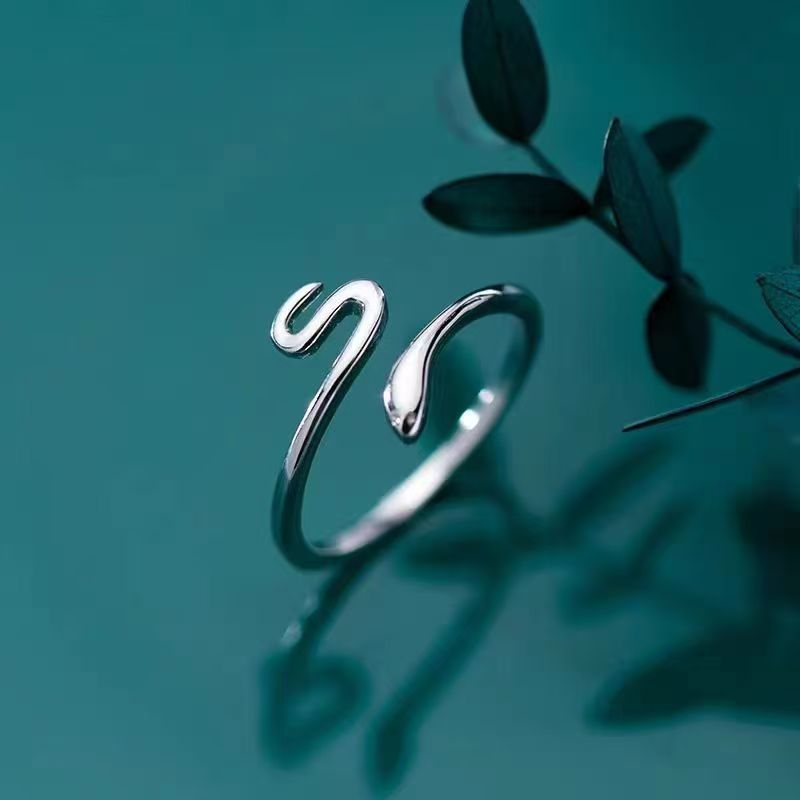 Rockyu スネークリング レディース シルバー925 フリーサイズ 蛇モチーフリング