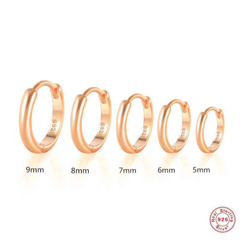 Rockyu ピアス レディース シルバー925 シンプル フープピアス リング 鏡面仕上げ 金属アレルギー対応