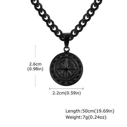 Rockyu ネックレス メンズ シルバー ゴールド ブラック コイン 星形ペンダント チタン製 アクセサリー