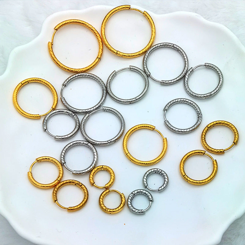 Rockyu ピアス レディース シルバー 25mm フープピアス ステンレス鋼 アレルギー対応 シンプル 凹凸デザイン