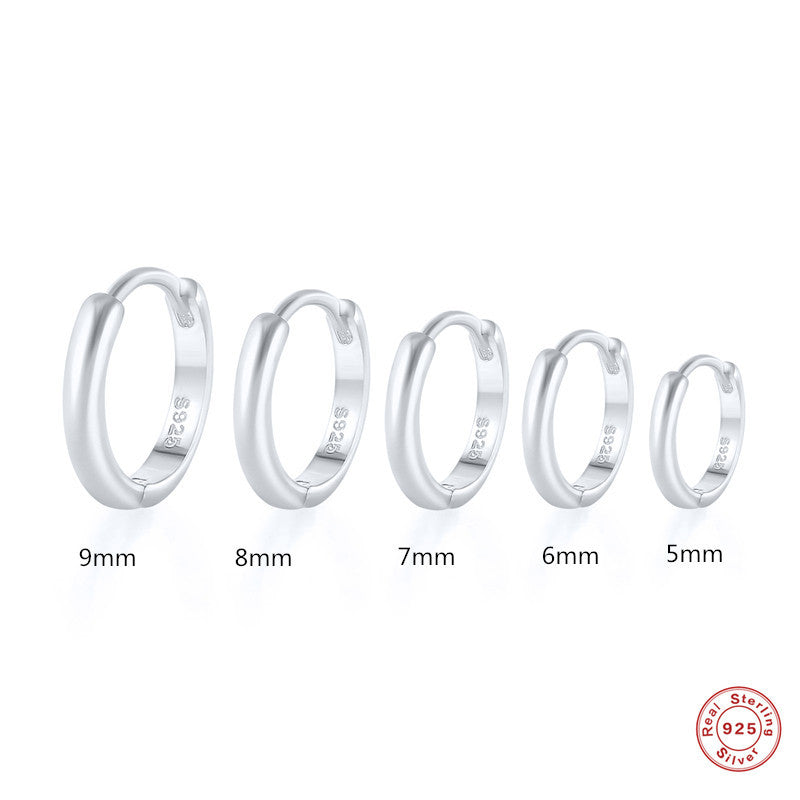 Rockyu ピアス レディース シルバー925 シンプル フープピアス リング 鏡面仕上げ 金属アレルギー対応