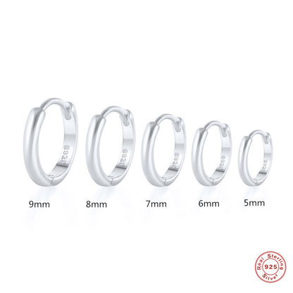 Rockyu ピアス レディース シルバー925 シンプル フープピアス リング 鏡面仕上げ 金属アレルギー対応