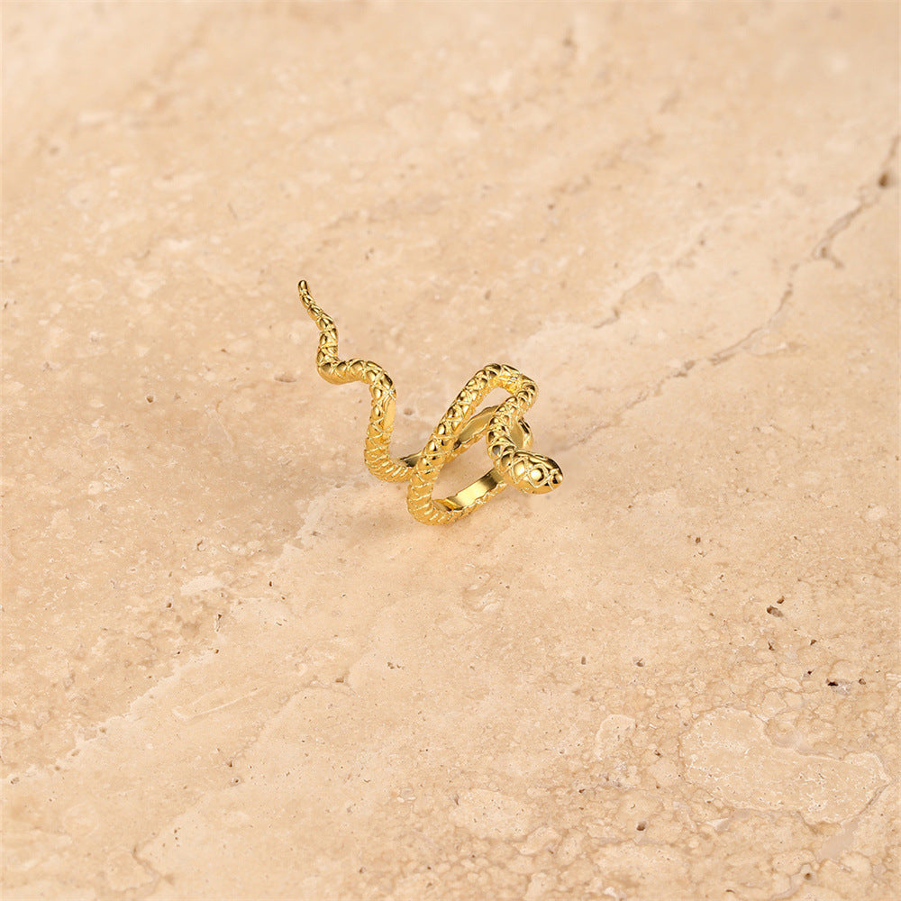 Rockyu レディースイヤーカフピアス スネークモチーフ シルバー925 ゴールド＆シルバー 金属アレルギー対応