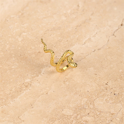 Rockyu レディースイヤーカフピアス スネークモチーフ シルバー925 ゴールド＆シルバー 金属アレルギー対応