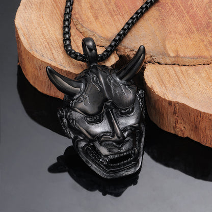 Rockyu 般若ネックレス メンズ｜鬼面デザイン 316Lステンレス 3色展開
