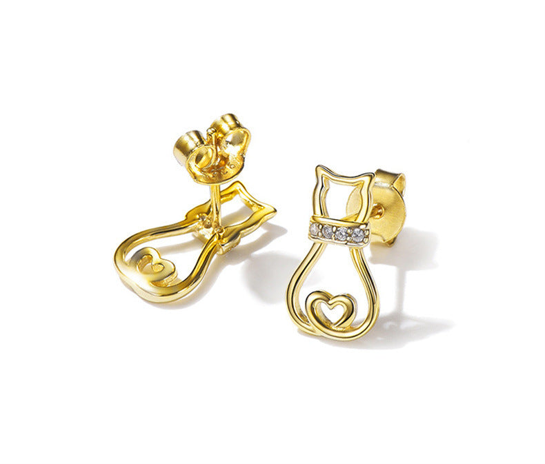 Rockyu 猫モチーフ シルバー925 ピアス レディース｜キュートで上品なハワイアン風アクセサリー