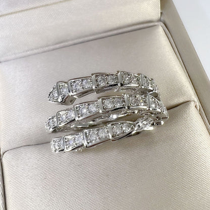 Rockyu スネークリング レディース フリーサイズ ジルコニア 蛇指輪 金属アレルギー対応