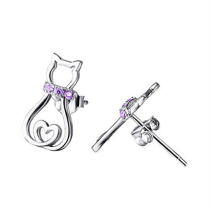 Rockyu 猫モチーフ シルバー925 ピアス レディース｜キュートで上品なハワイアン風アクセサリー