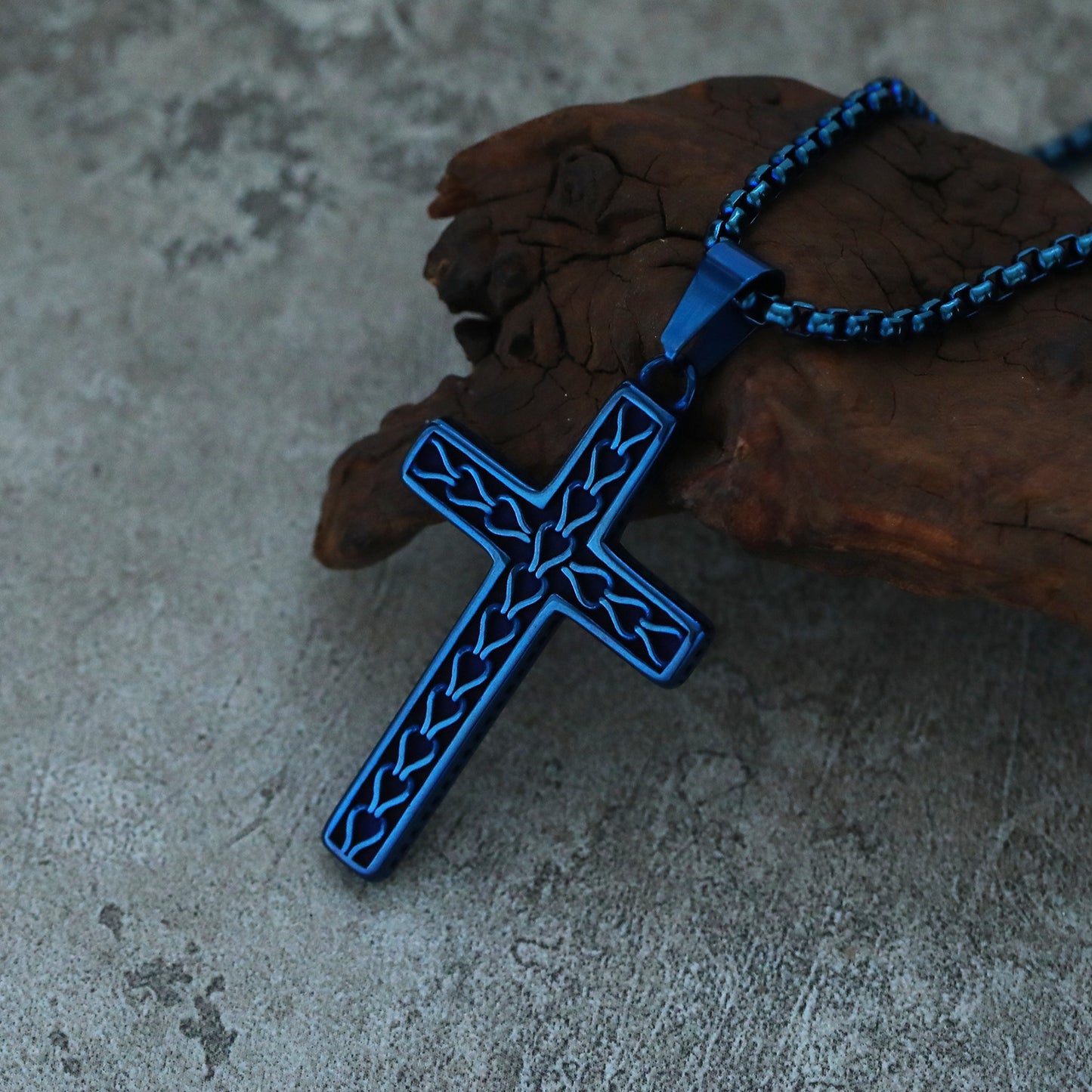 Rockyu ステンレス ヴィンテージクロス メンズネックレス ペンダント