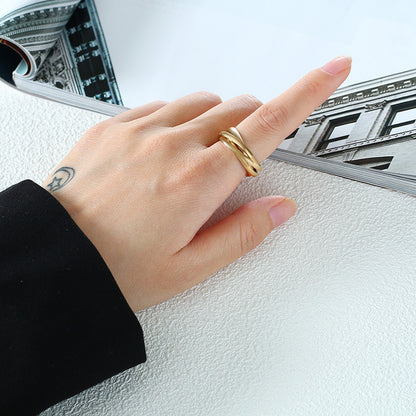 Rockyu トリニティリング 指輪 レディース メンズ 2連/3連/4連 ステンレススチール 幅2mm/3mm 金属アレルギー対応