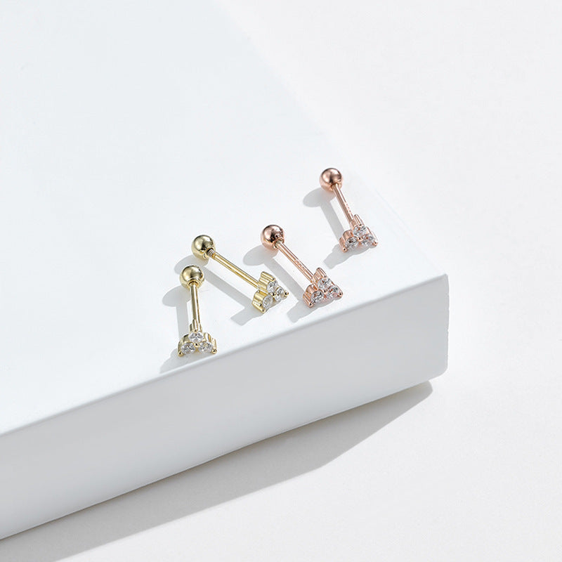 Rockyu ピアス レディース S925 三角ジルコニア スタッドピアス 金属アレルギー対応