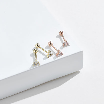 Rockyu ピアス レディース S925 三角ジルコニア スタッドピアス 金属アレルギー対応