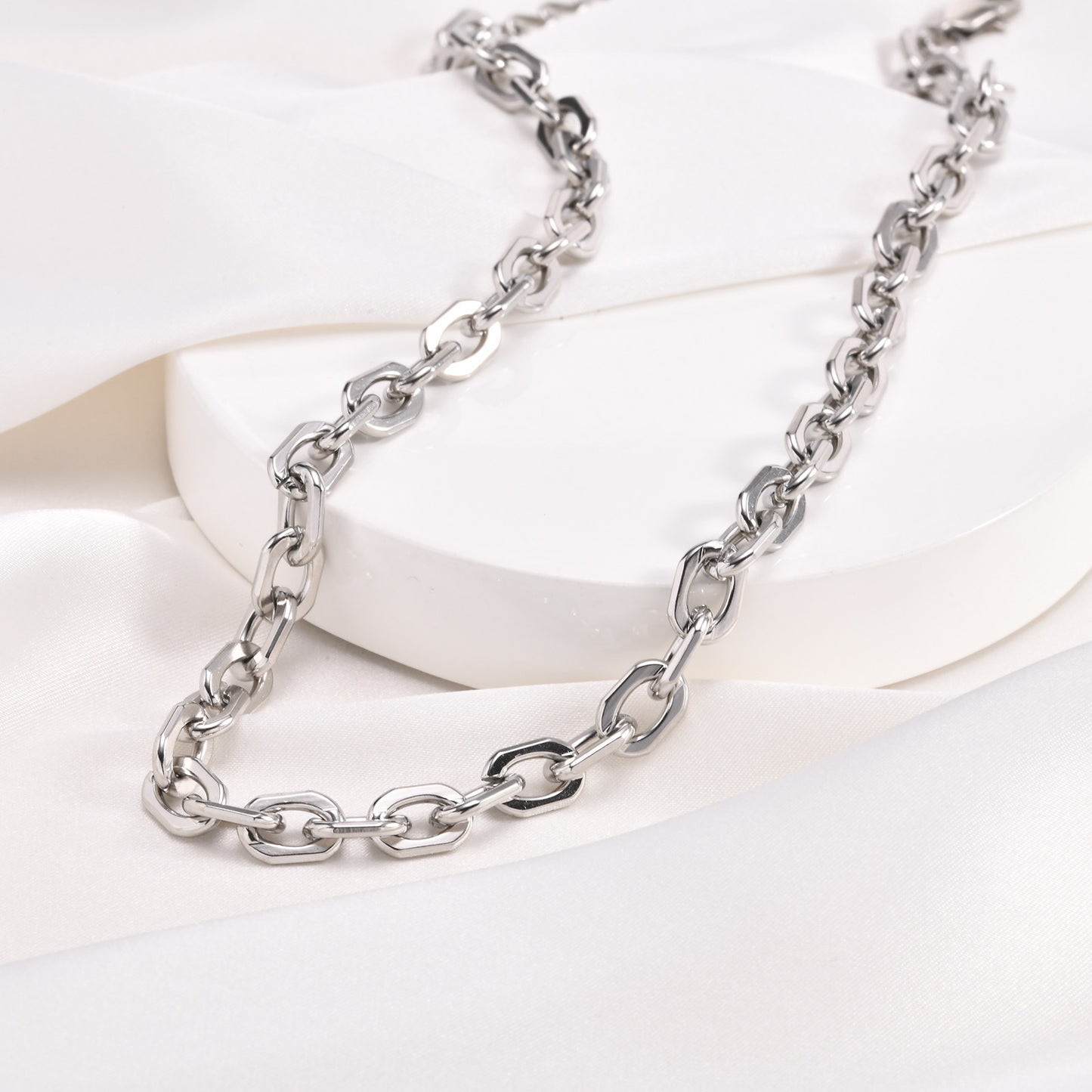 Rockyu ネックレス レディース ゴールド＆シルバー ステンレススチール チェーン チョーカー 調整可能 太め ファッションアクセサリー