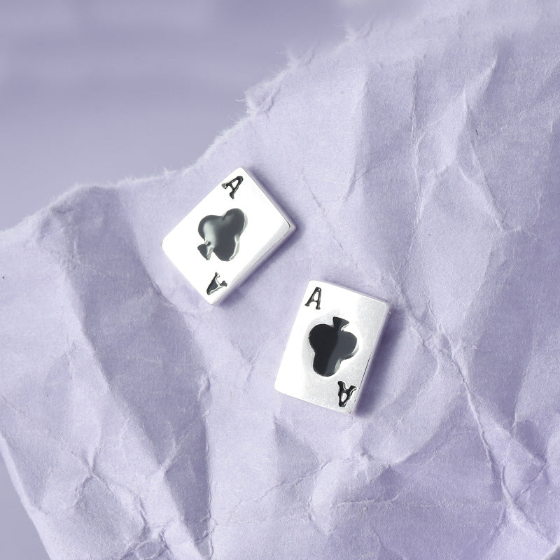 Rockyu ピアス メンズ レディース トランプカード シルバー925 スタッド アクセサリー