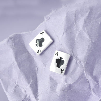 Rockyu ピアス メンズ レディース トランプカード シルバー925 スタッド アクセサリー