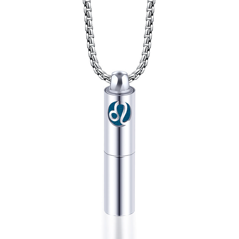 Rockyu 香水瓶ネックレス ステンレス製 12星座デザイン アロマ＆メモリアルペンダント 男女兼用