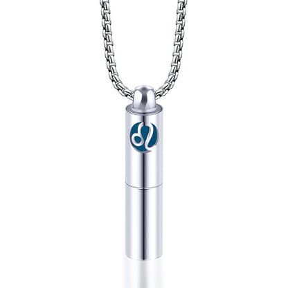 Rockyu 香水瓶ネックレス ステンレス製 12星座デザイン アロマ＆メモリアルペンダント 男女兼用