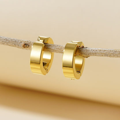 Rockyu ピアス メンズ レディース フープ シルバー ブラック ゴールド ステンレス 金属アレルギー対応