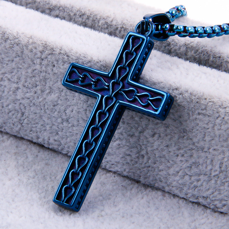 Rockyu ステンレス ヴィンテージクロス メンズネックレス ペンダント