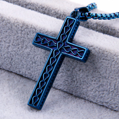 Rockyu ステンレス ヴィンテージクロス メンズネックレス ペンダント