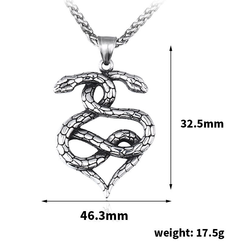 Rockyu ネックレス メンズ クロス スネーク アンティーク ステンレス