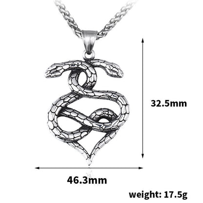 Rockyu ネックレス メンズ クロス スネーク アンティーク ステンレス