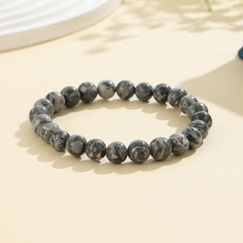 Rockyu ブレスレット レディース 天然石 ビーズブレスレット 瑪瑙 オニキス アンティーク風