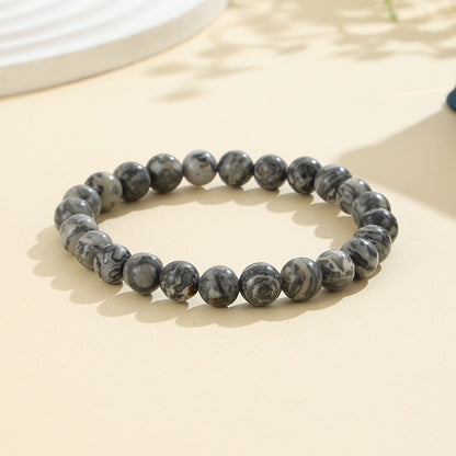 Rockyu ブレスレット レディース 天然石 ビーズブレスレット 瑪瑙 オニキス アンティーク風