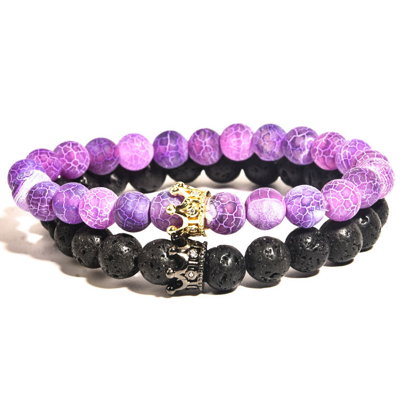 Rockyu ブレスレット レディース メンズ 2連 数珠 ビーズ 天然石 瑪瑙 クリスタル パワーストーン 開運アクセサリー