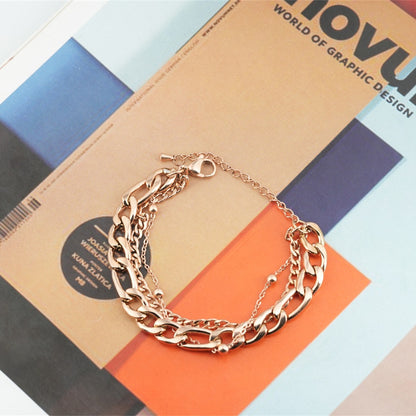 Rockyu ブレスレット レディース シルバー 三連チェーン 多層デザイン 調整可能