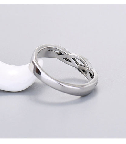 Rockyu メンズリング S925純銀 開口デザイン ツイスト編み風 シンプル指輪