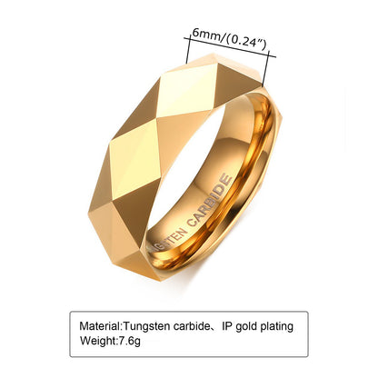 Rockyu タングステン メンズリング 多面カット 高光沢仕上げ 3色展開