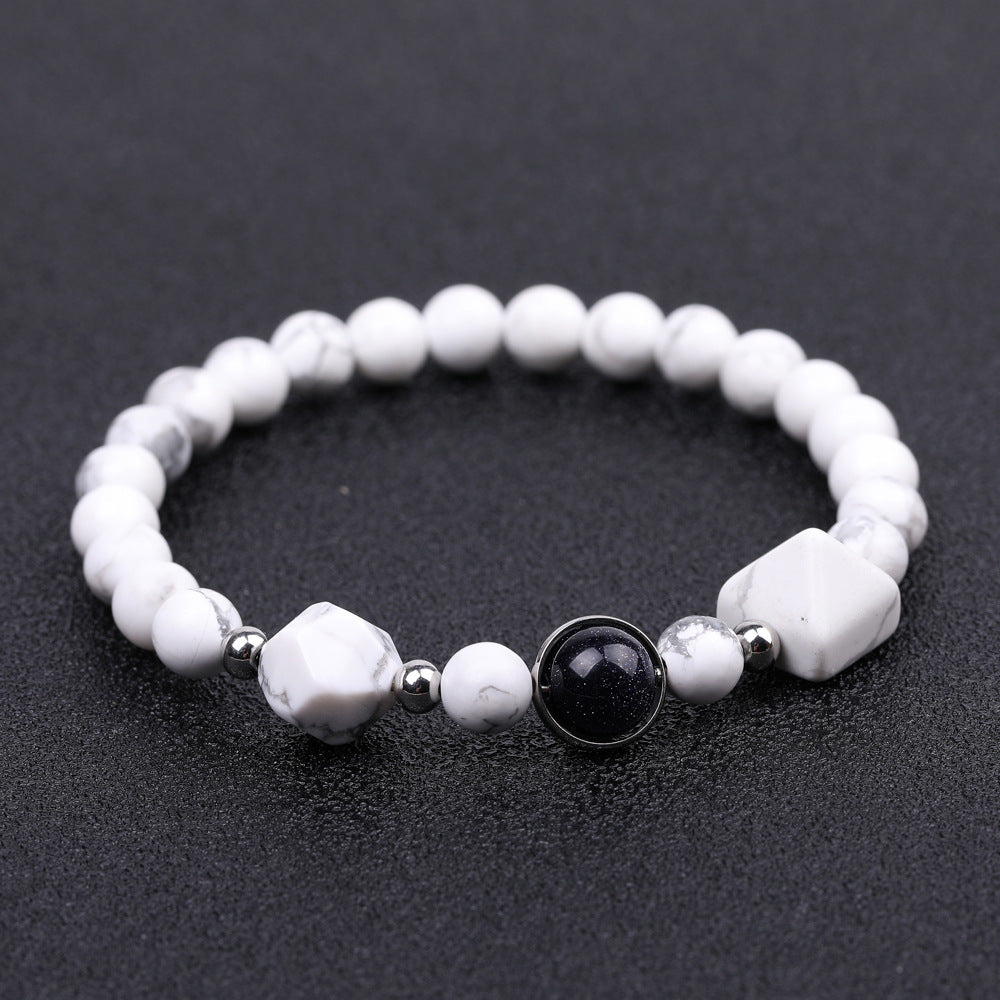 Rockyu ブレスレット レディース メンズ 天然石 パワーストーン 数珠 ピラミッド型ビーズ タイガーアイ ラピスラズリ ブラックオニキス 誕生日 プレゼント