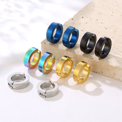 Rockyu フェイクピアス メンズ レディース フープ イヤーカフ ノンホール 黒 青 金 シルバー アレルギー対応