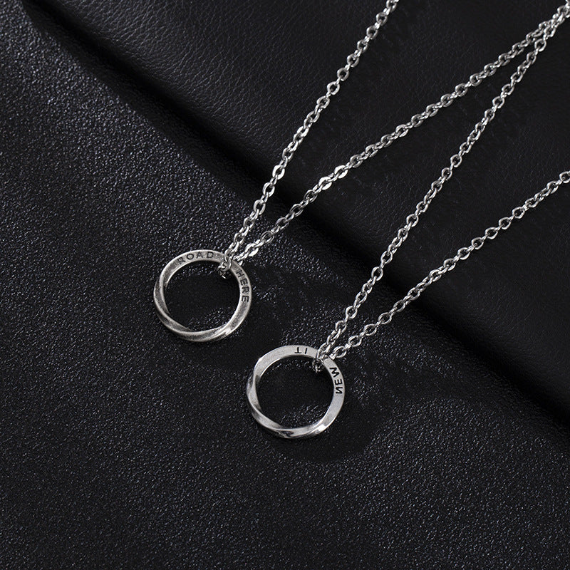 Rockyu ネックレス メンズ シルバー リングホルダーペンダント｜60cm チタンチェーン 指輪風デザイン 男女兼用