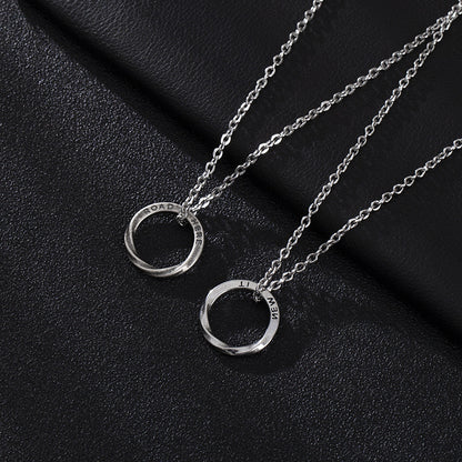Rockyu ネックレス メンズ シルバー リングホルダーペンダント｜60cm チタンチェーン 指輪風デザイン 男女兼用
