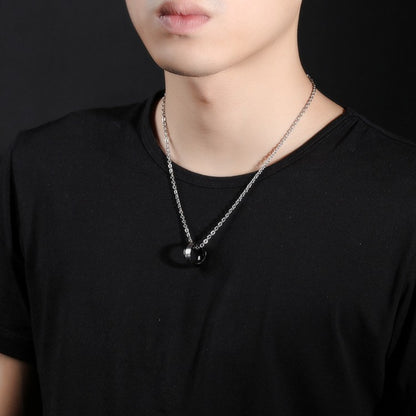 Rockyu ペアネックレス カップル 永遠の愛 刻印入り ステンレス 2連3連リング チタン メンズ レディース 記念日 プレゼント