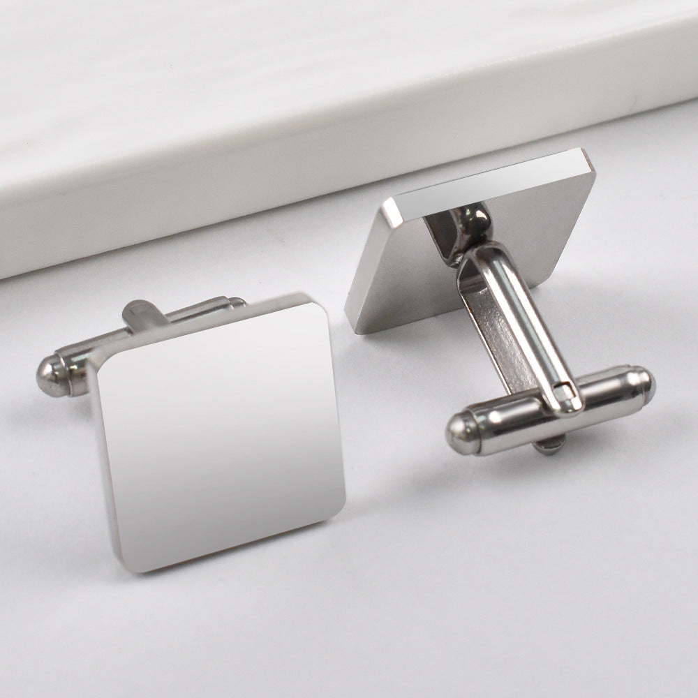 Rockyu メンズ カフスボタン 四角プレーンデザイン 鏡面仕上げ 4色展開 ビジネス＆フォーマル