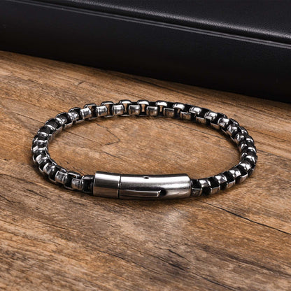 Rockyu ベネチアンチェーン ブレスレット メンズ ステンレス製 シンプルデザイン 6mm 幅 選べるカラー