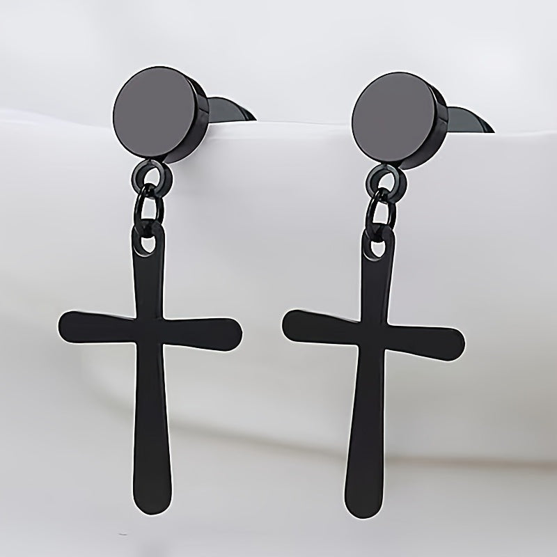 Rockyu ピアス メンズ レディース クロス アンク 十字架 ステンレス シルバー ゴールド アレルギー対応