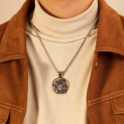 Rockyu メンズ ネックレス イエス キリスト ペンダント ゴールド シルバー ステンレス チェーン