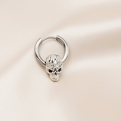 Rockyu ピアス メンズ フープ シルバー 髑髏 スカル チタン製 アレルギー対応