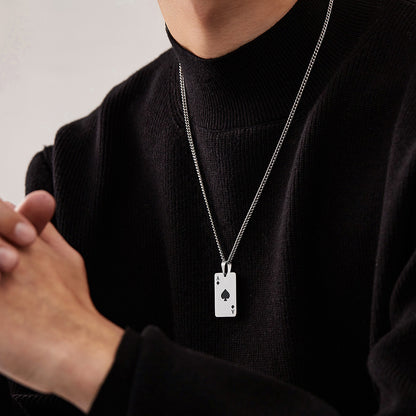 Rockyu ネックレス メンズ スペード＆ハート A トランプデザイン ステンレス製 ペア対応 ユニセックス