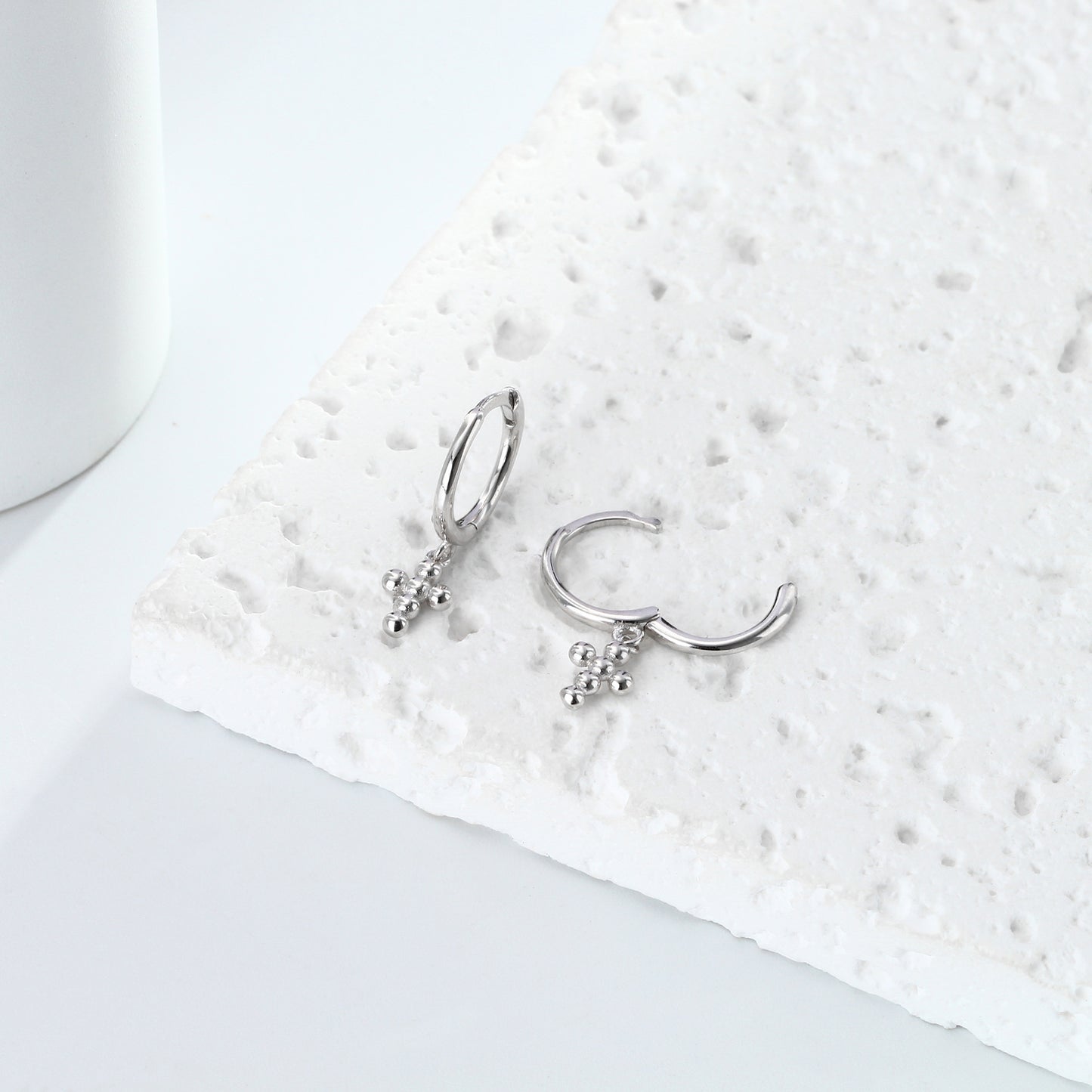 Rockyu ピアス レディース クロスフープ ゴールド&シルバー925 鏡面仕上げ アレルギー対応