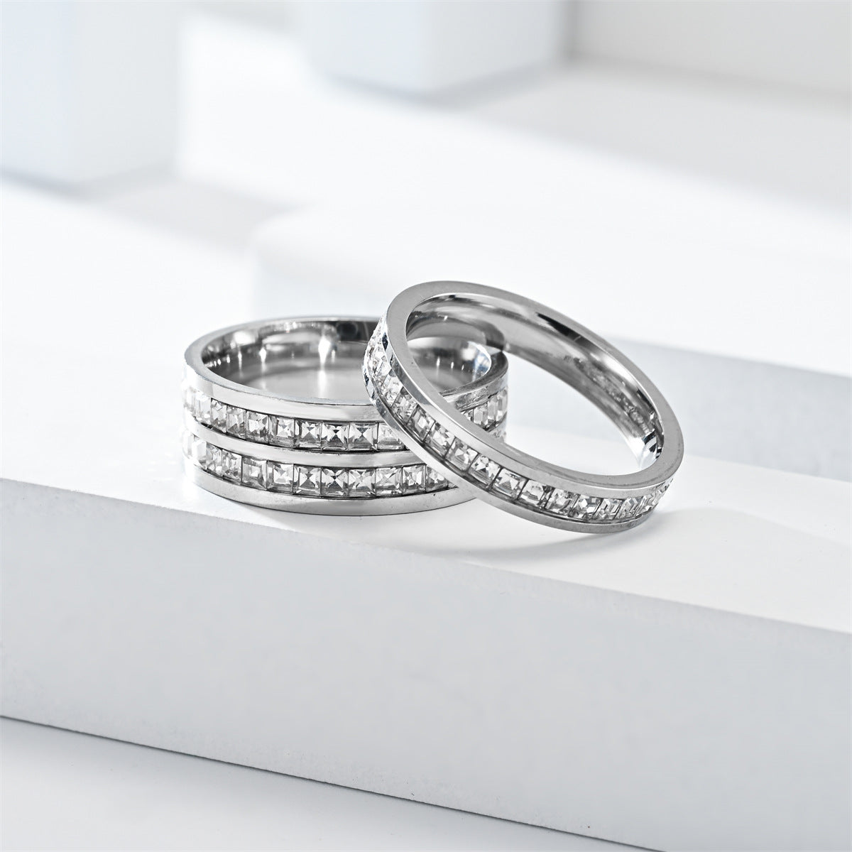 Rockyu エタニティリング レディース チタン ジルコニア ゴールド シルバー 4mm 6mm 8mm おしゃれ プレゼント