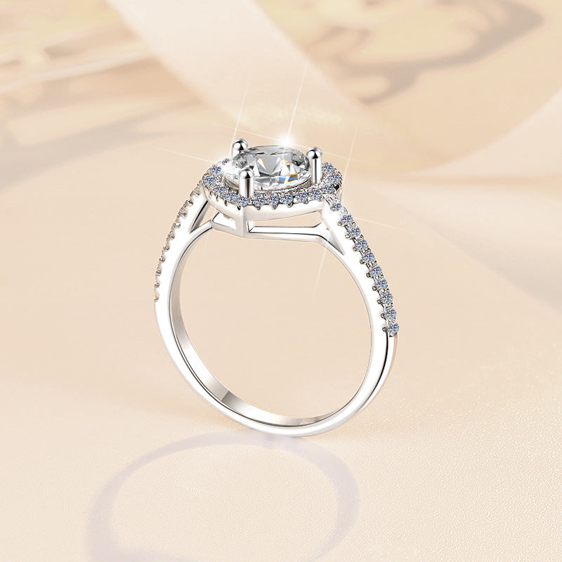 Rockyu レディースリング ハートモチーフ きらめくストーンが映える指輪