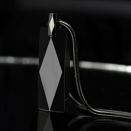 Rockyu タングステンネックレス メンズ レディース 多面カット長方形ペンダント ステンレス蛇チェーン付き 黒・銀・青 モダン幾何デザイン